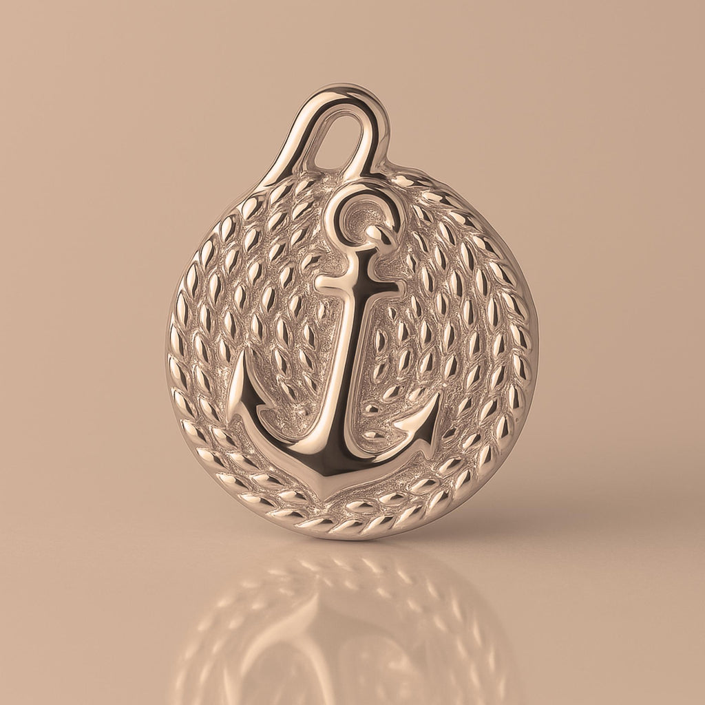 18ct Rose Gold - Anchor & Rope Charm