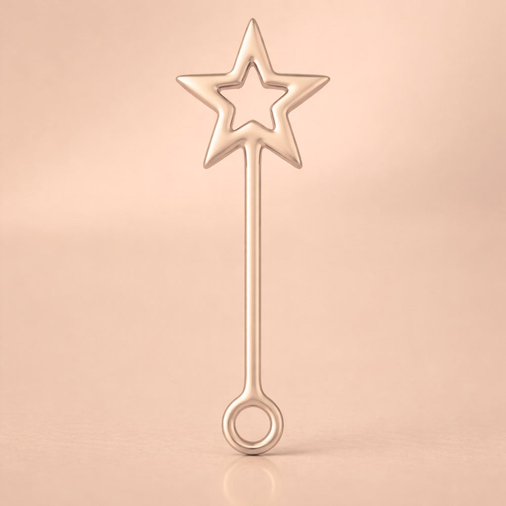 9ct Rose Gold - Star Wand Charm