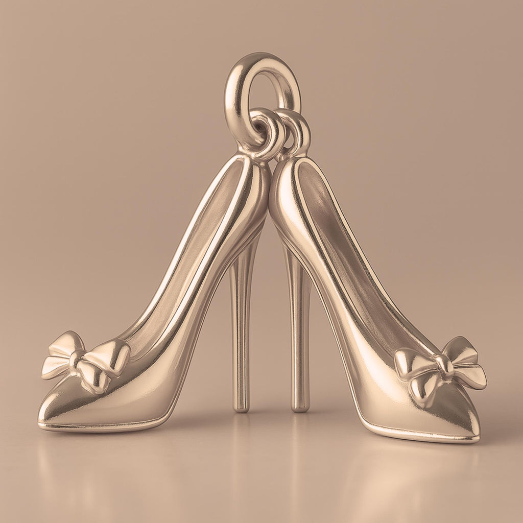 9ct Rose Gold - Bow Toe Stiletto Pair Charm
