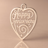 9ct Rose Gold - Happy Anniversary Openwork Heart Charm
