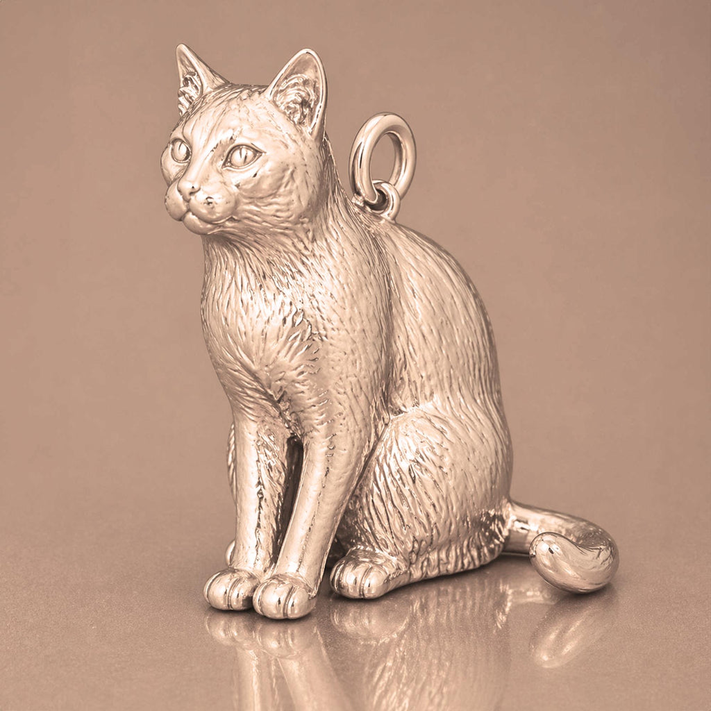 9ct Rose Gold - Russian Blue Cat Charm