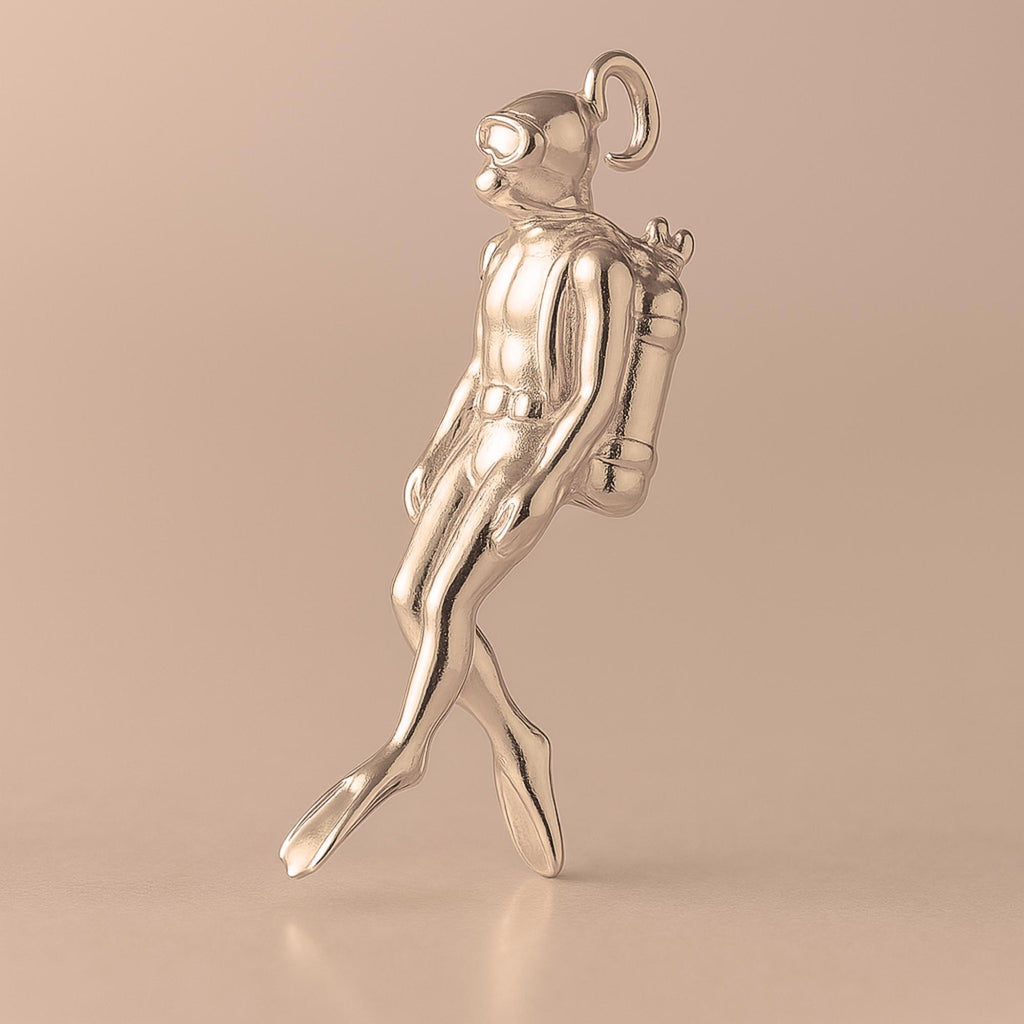 18ct Rose Gold - Swimming Scuba Diver Charm