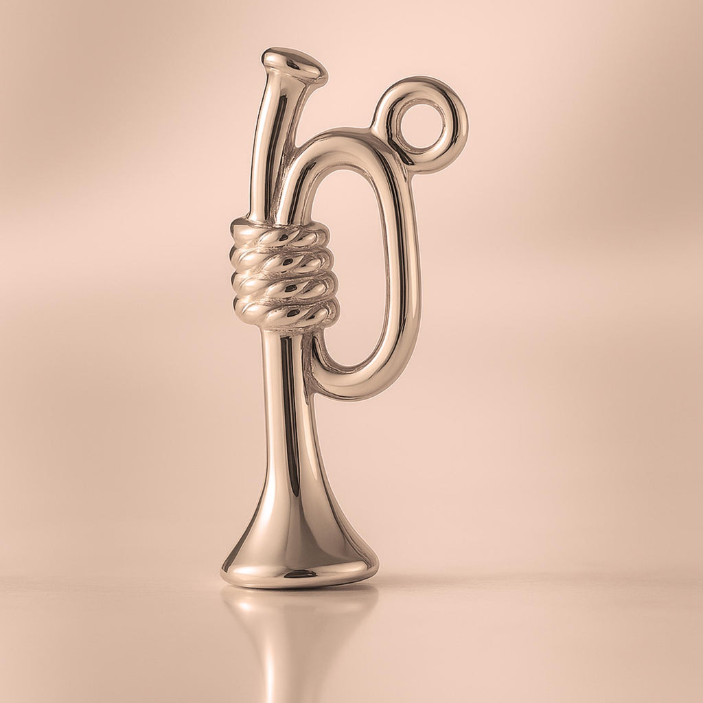 9ct Rose Gold - Roped Bugle Horn Charm