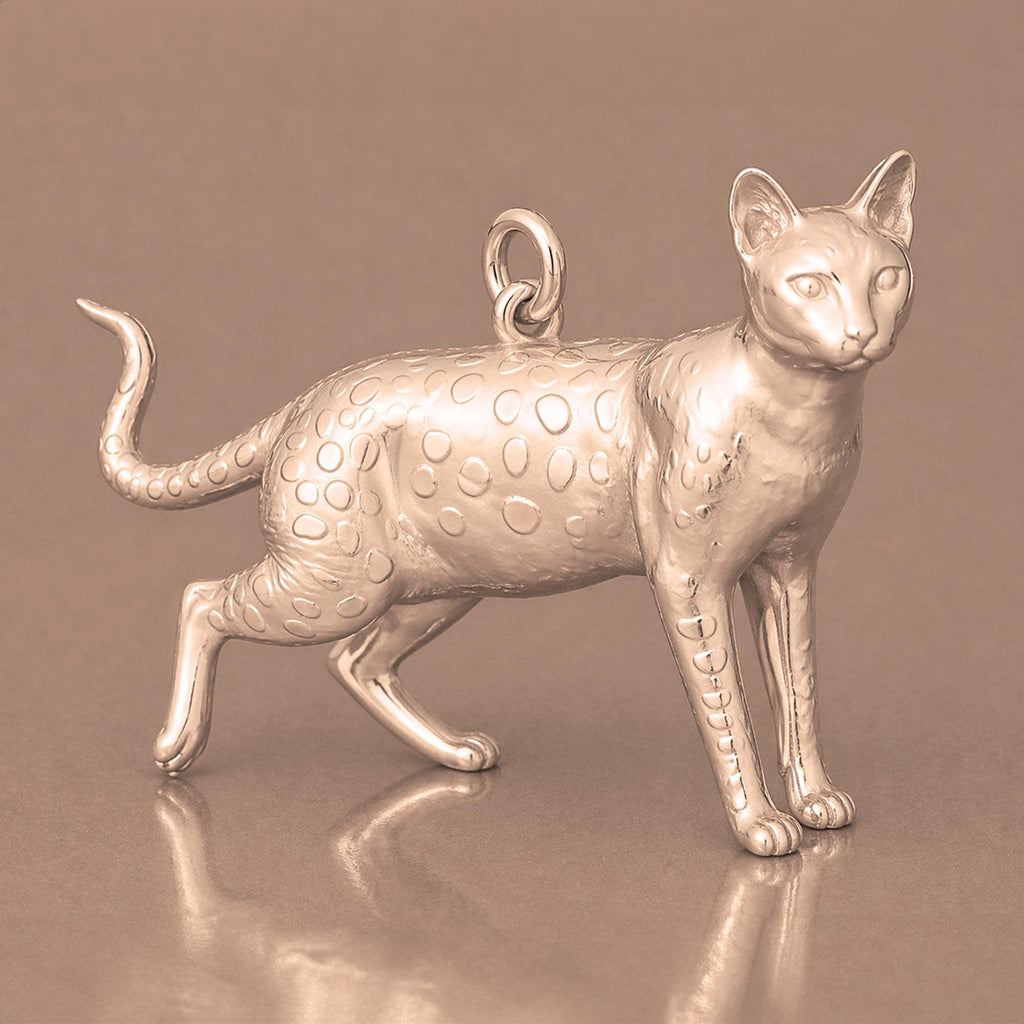 9ct Rose Gold - Savannah Cat Charm