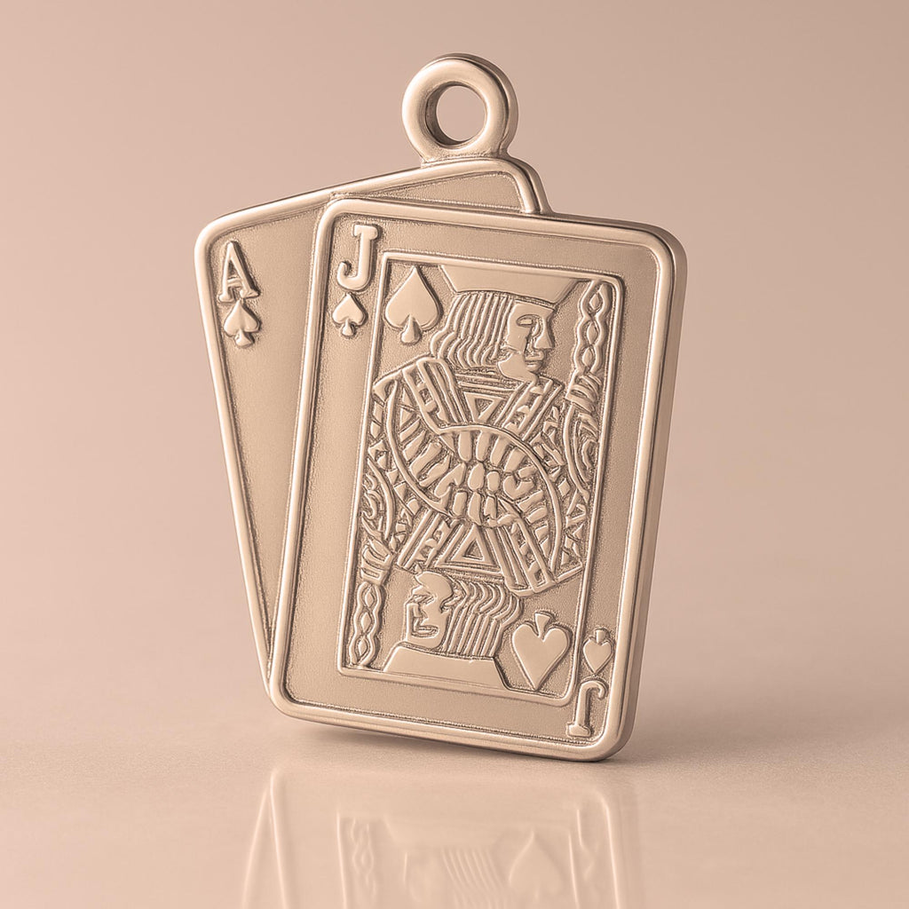 18ct Rose Gold - Blackjack Playing Cards Charm