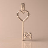 18ct Rose Gold - 18 Heart Key Charm
