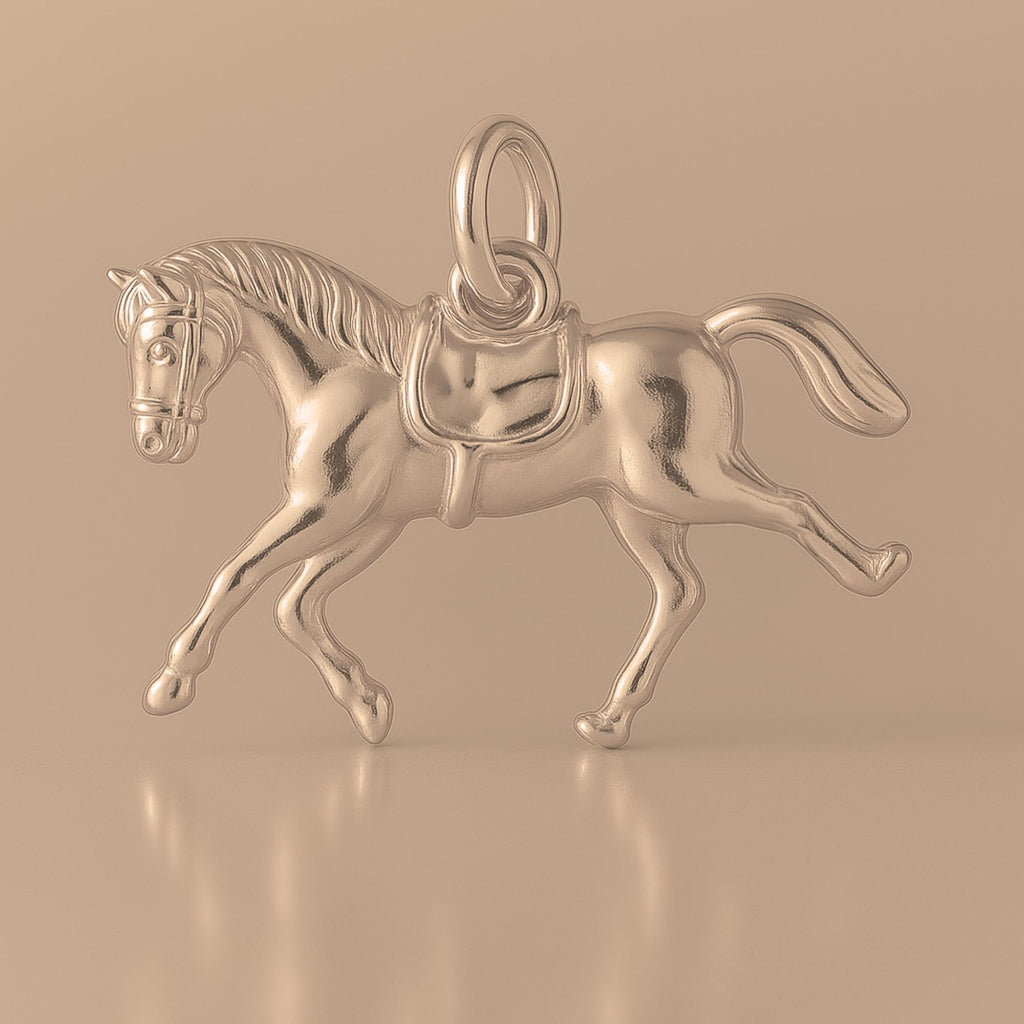 9ct Rose Gold - Saddled Riding Horse Charm