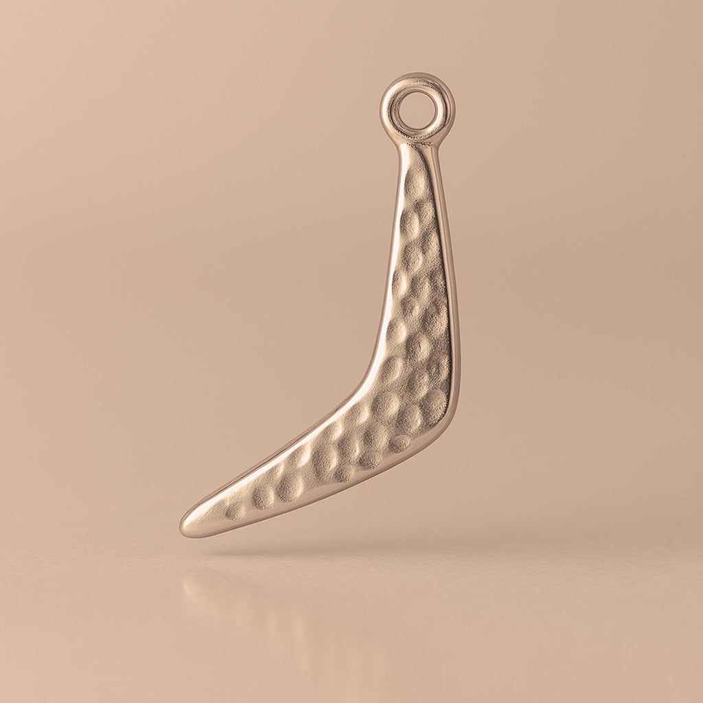 18ct Rose Gold - Textured Boomerang Charm