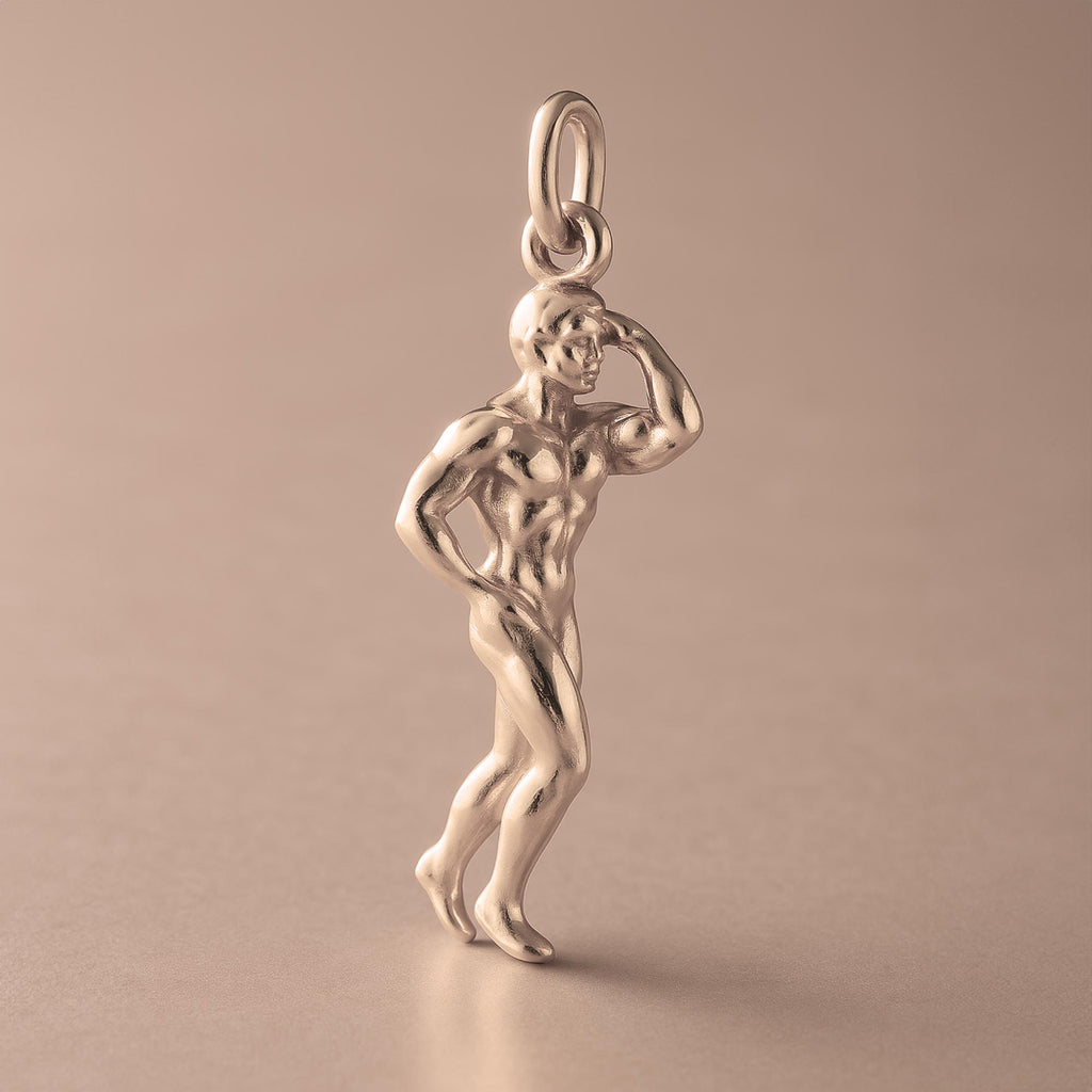 9ct Rose Gold - Thinking Man Bodybuilder Pose Charm