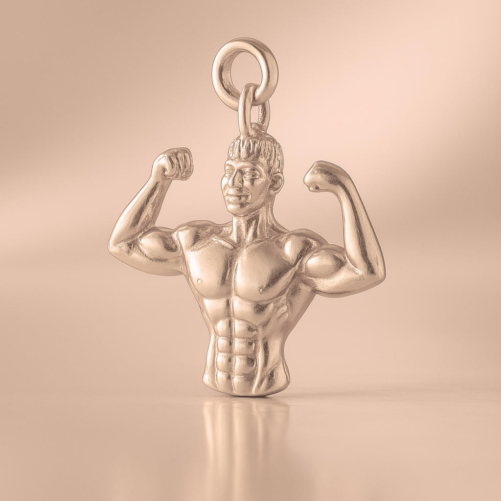 9ct Rose Gold - Bicep Flex Bodybuilder Charm