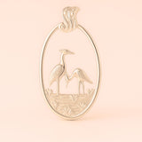 18ct Rose Gold - Wetlands Crane Birds Charm