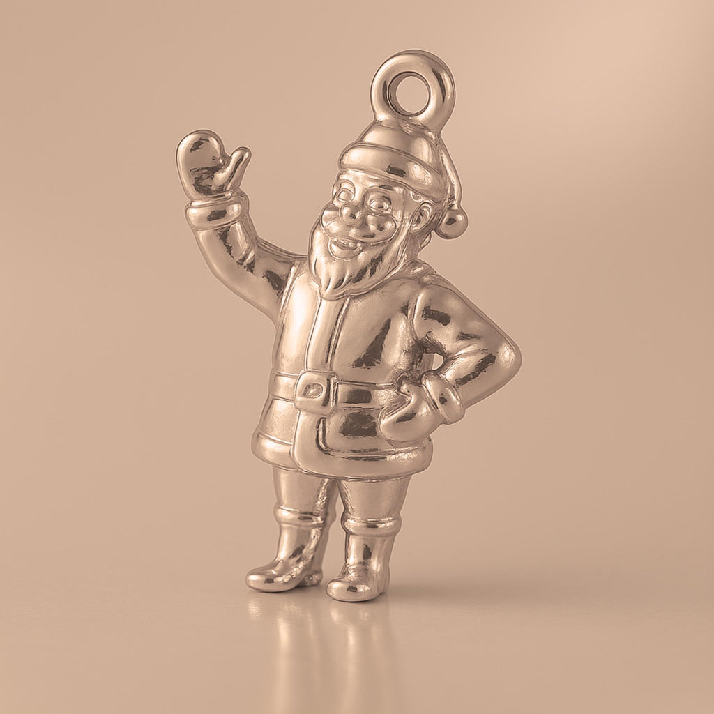 18ct Rose Gold - Waving Santa Claus Charm
