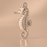 18ct Rose Gold - Lined Seahorse Charm