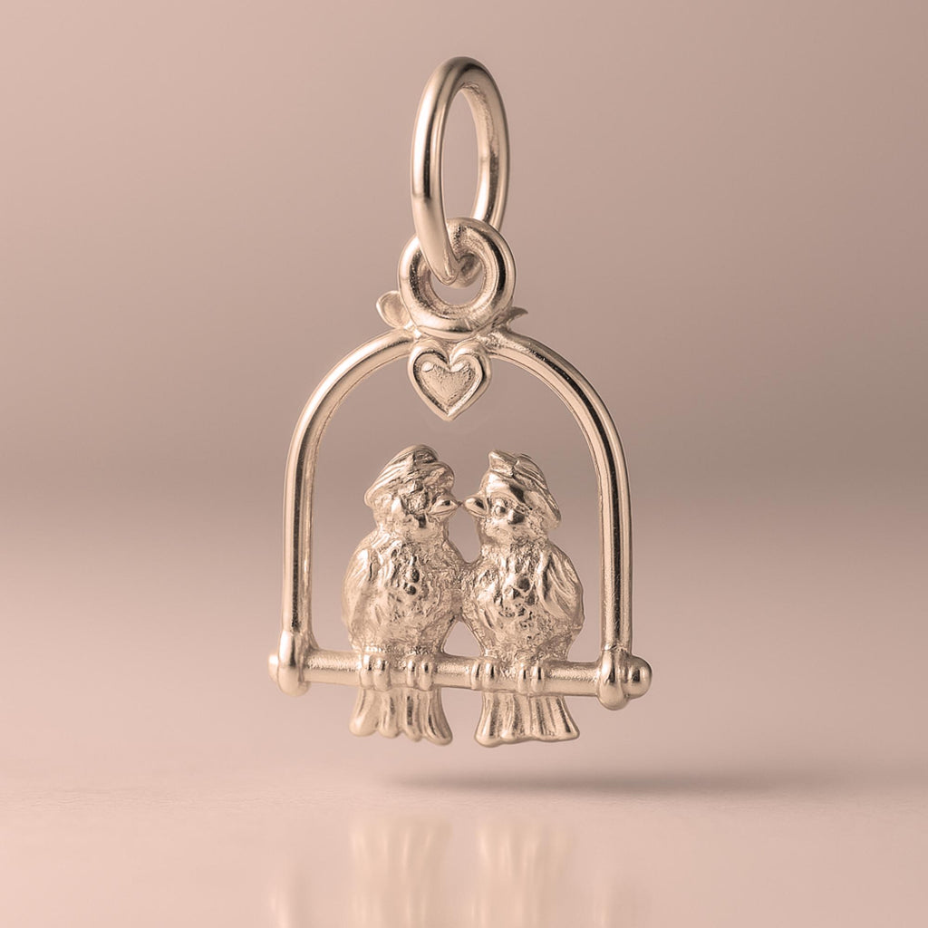 18ct Rose Gold - Perched Love Birds Charm