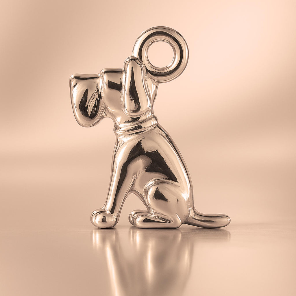 9ct Rose Gold - Sitting Hound Dog Charm