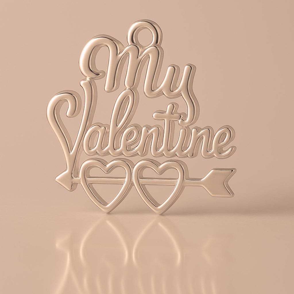 18ct Rose Gold - My Valentine Cursive Openwork Charm