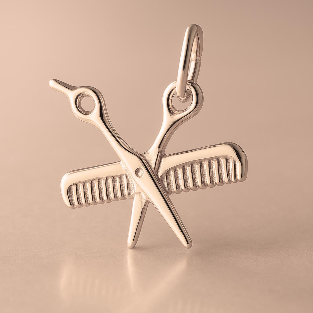18ct Rose Gold - Scissors & Comb Charm