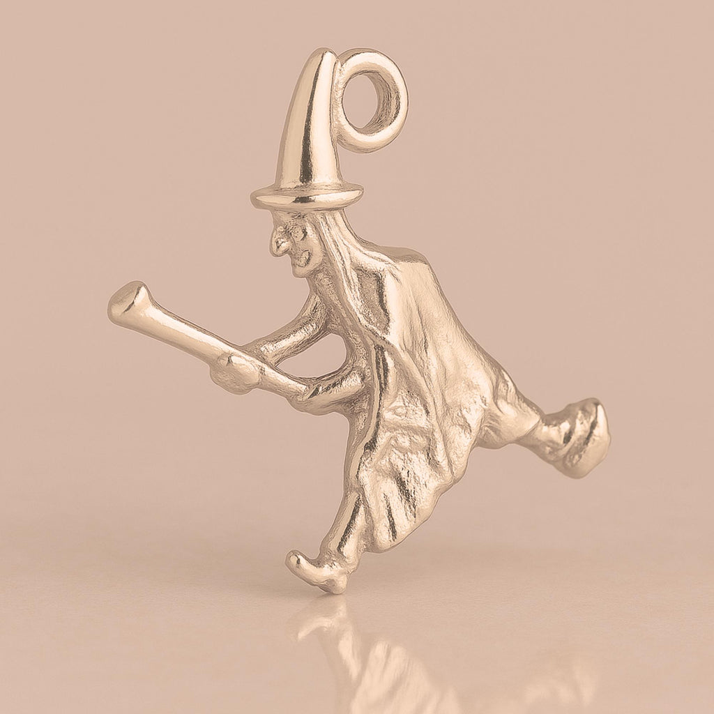 18ct Rose Gold - Flying Witch Charm