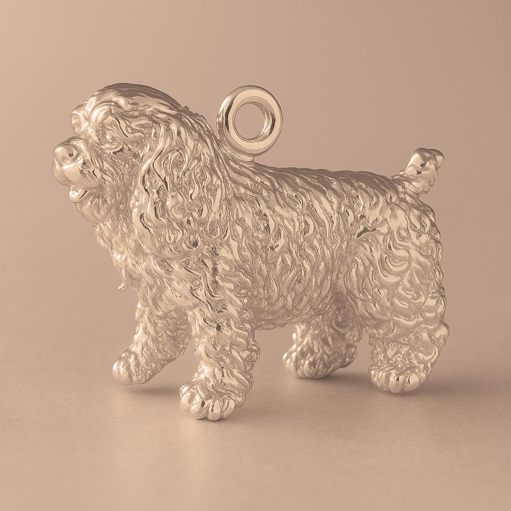 9ct Rose Gold - Curly Cocker Spaniel Dog Charm