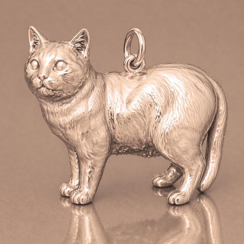 18ct Rose Gold - Manx Cat Charm