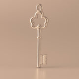 18ct Rose Gold - Ornate Clover Castle Key Charm