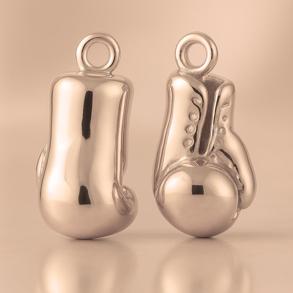 18ct Rose Gold - Lace-Up Boxing Gloves Charm