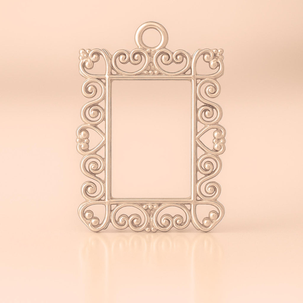 18ct Rose Gold - Heart Frame Charm