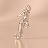 9ct Rose Gold - Textured Seahorse Charm