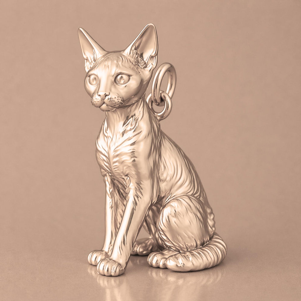 18ct Rose Gold - Devon Rex Cat Charm