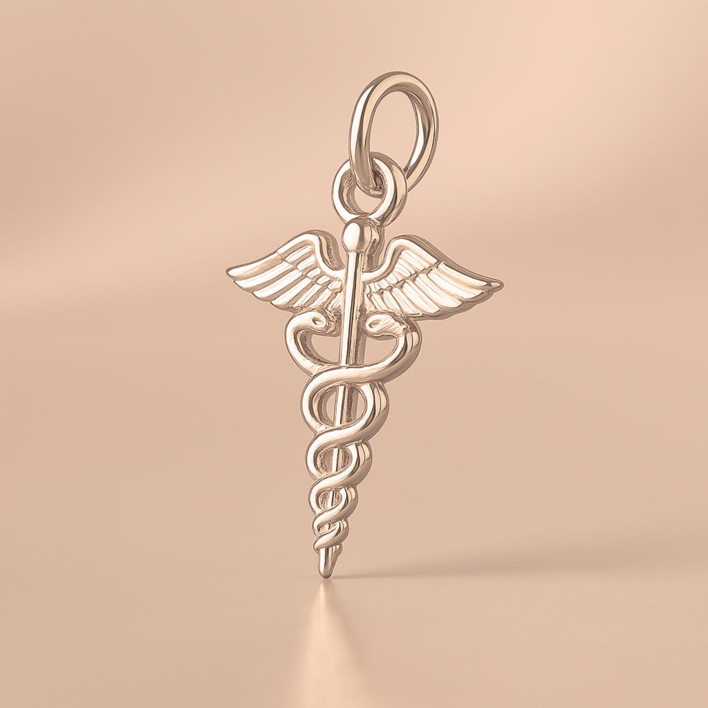 18ct Rose Gold - Medical Caduceus Charm