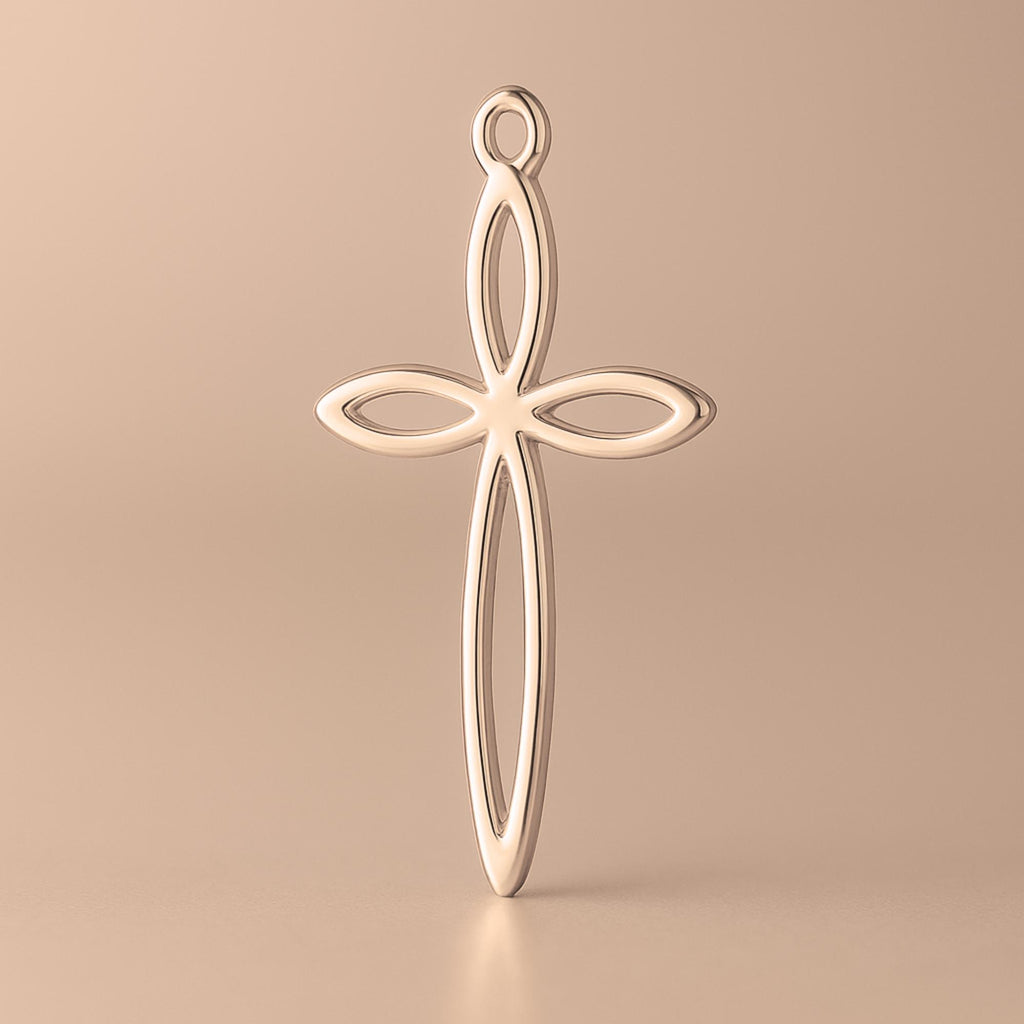 9ct Rose Gold - Marquise Petal Crucifix Charm