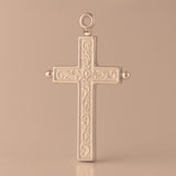18ct Rose Gold - Embossed Ball Tip Crucifix Charm