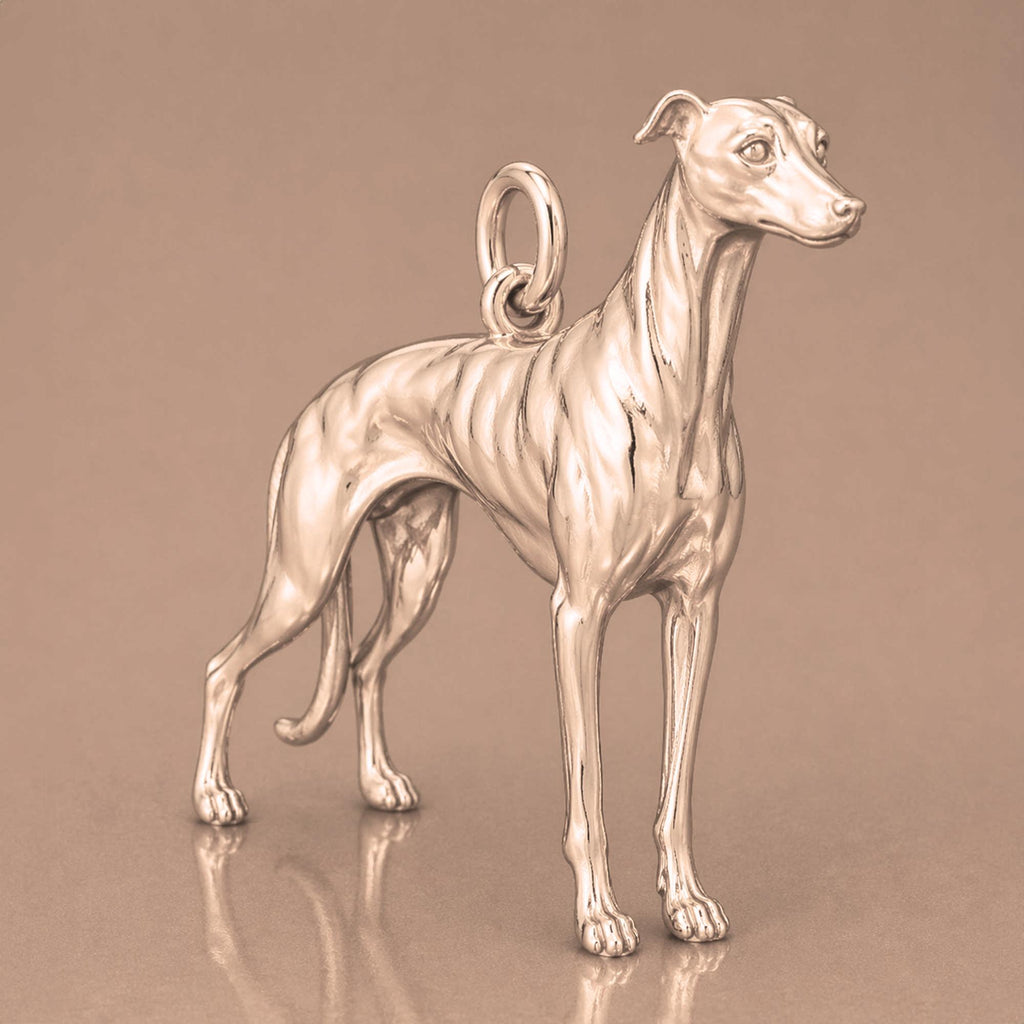 9ct Rose Gold - Whippet Dog Charm