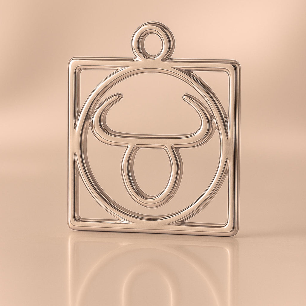 9ct Rose Gold - Taurus Zodiac Square Charm
