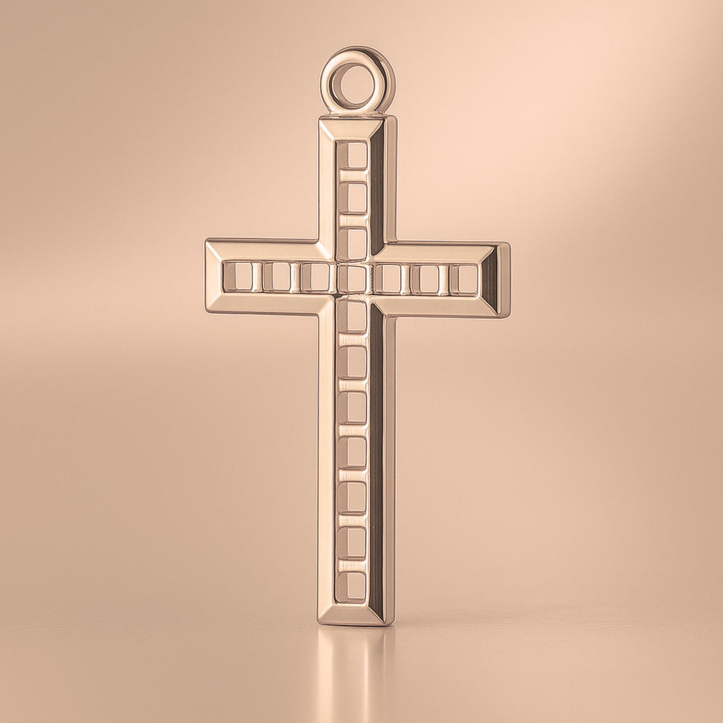 9ct Rose Gold - Lattice Crucifix Charm