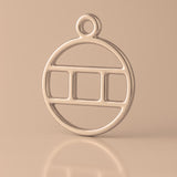 18ct Rose Gold - Gemini Zodiac Round Charm