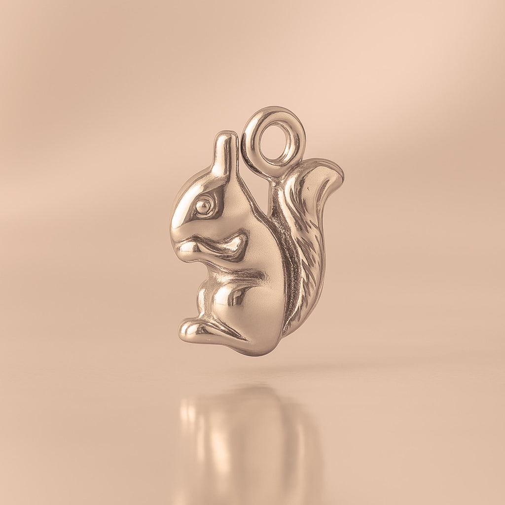 9ct Rose Gold - American Red Squirrel Charm