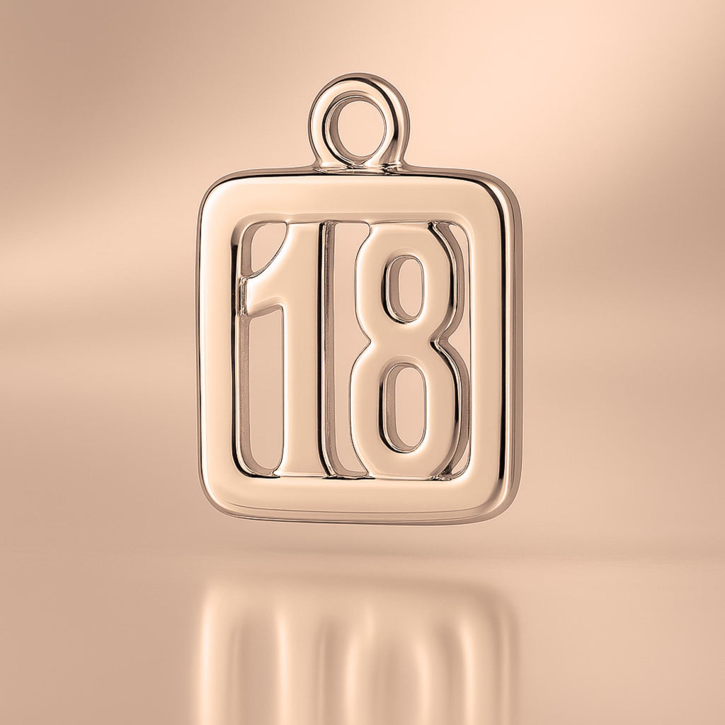 9ct Rose Gold - 18 Pendant Charm