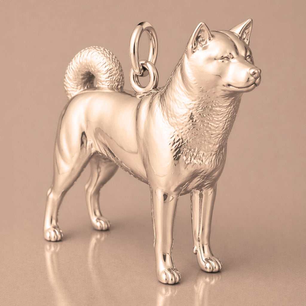 9ct Rose Gold - Akita Dog Charm