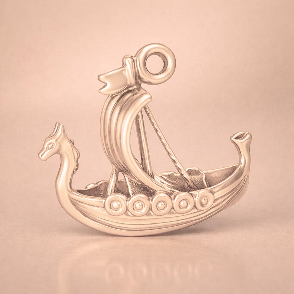 18ct Rose Gold - Viking Longship Charm