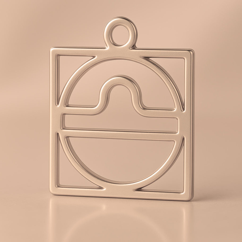 9ct Rose Gold - Libra Zodiac Square Charm