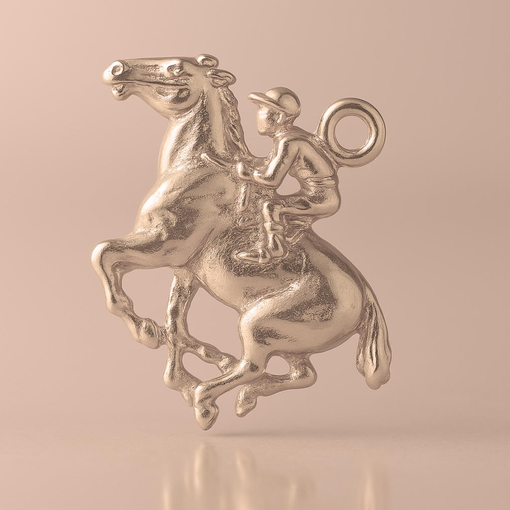 9ct Rose Gold - Horse and Jockey Charm
