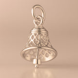 18ct Rose Gold - Openwork Filigree Bell Charm