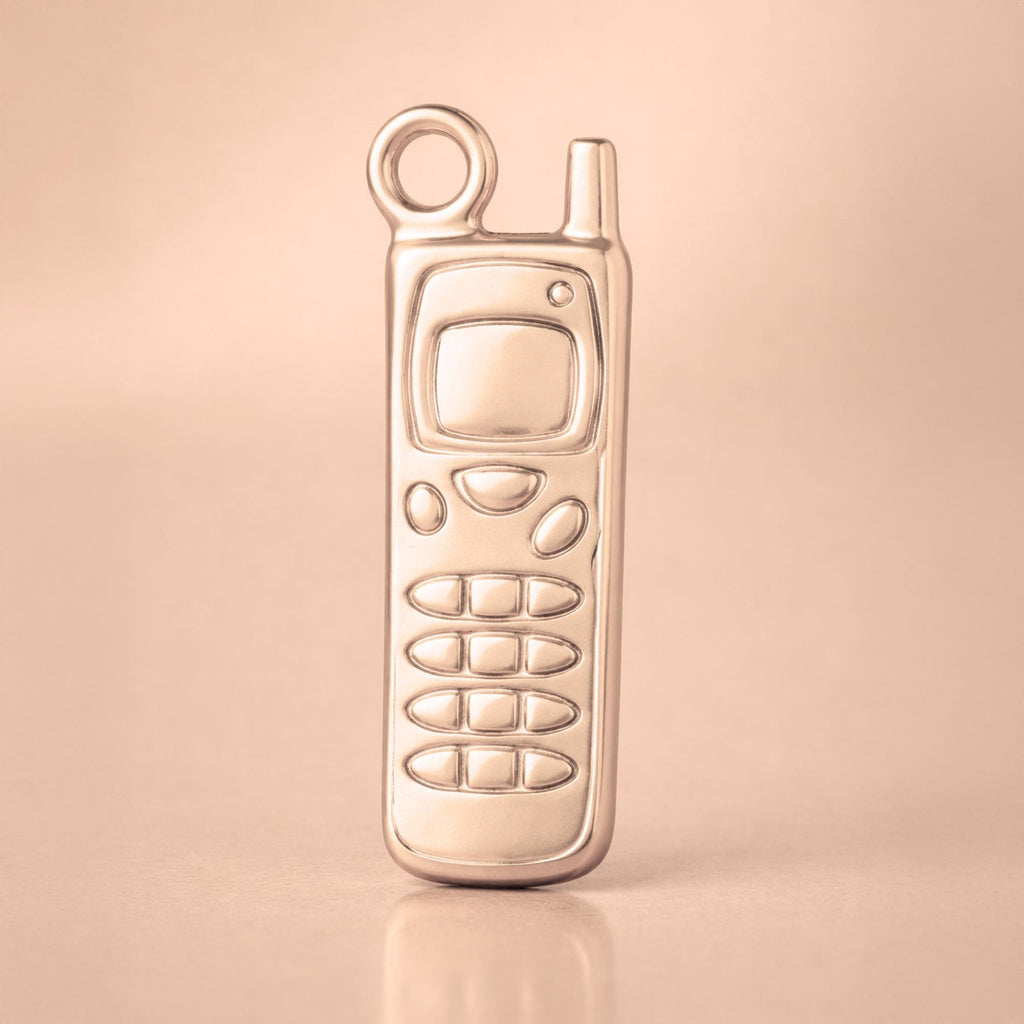 18ct Rose Gold - Retro Brick Phone Charm