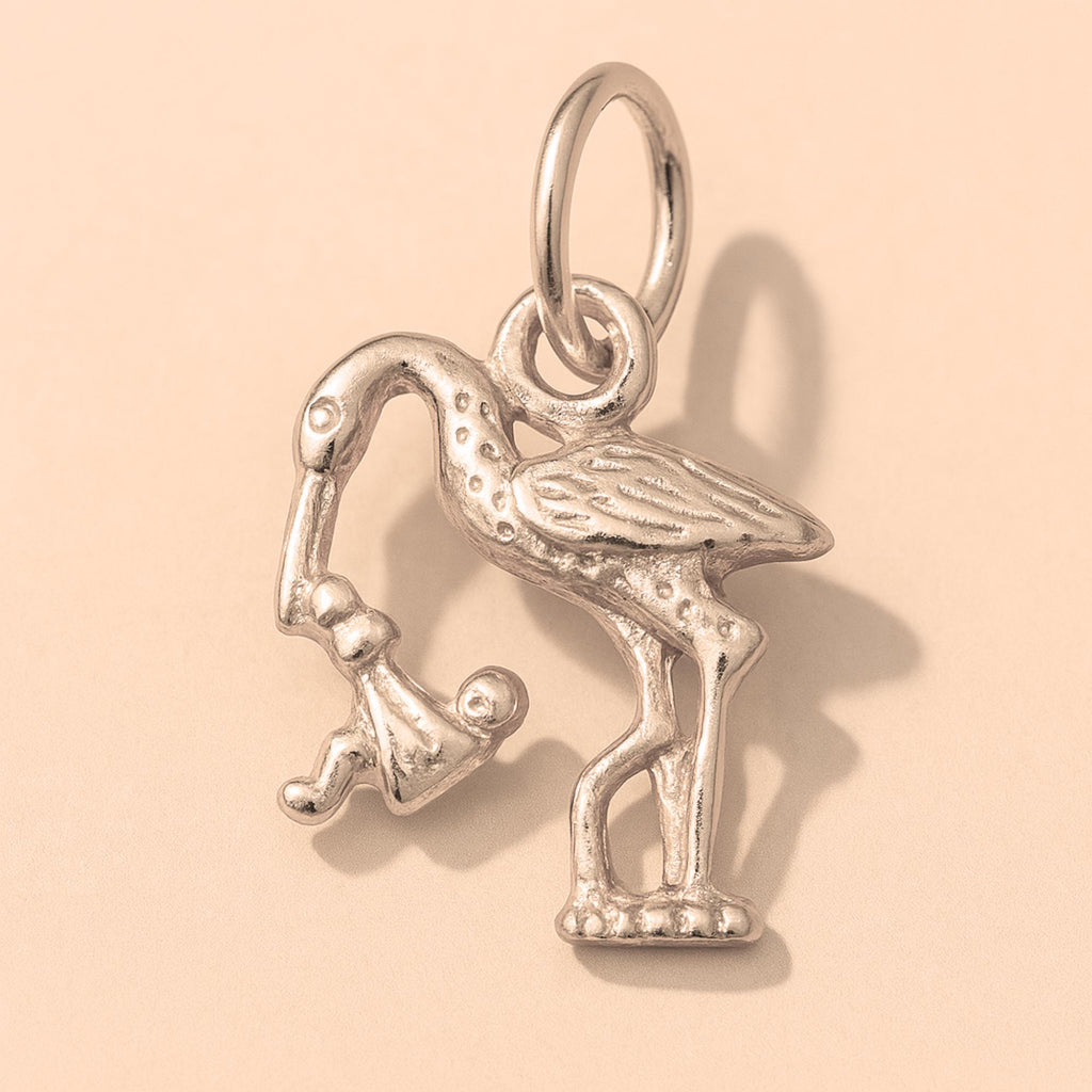 18ct Rose Gold - Stork & Baby Charm