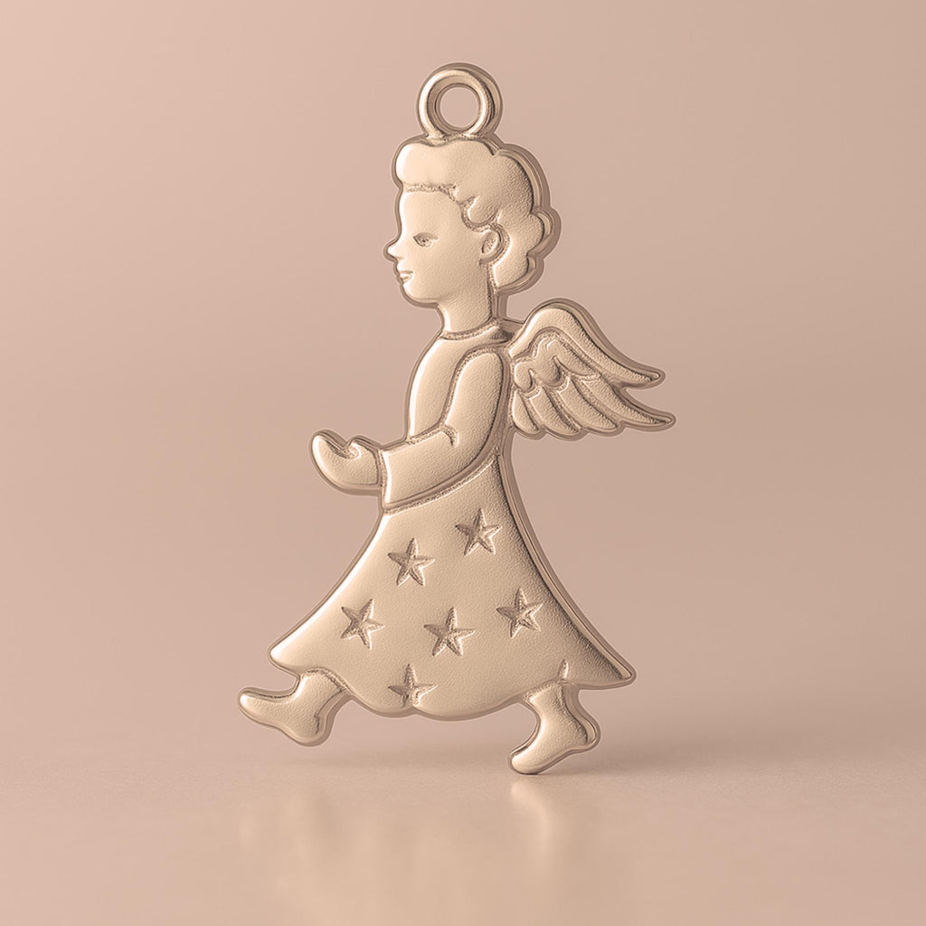 9ct Rose Gold - Starry Christmas Angel Charm
