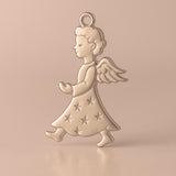 9ct Rose Gold - Starry Christmas Angel Charm