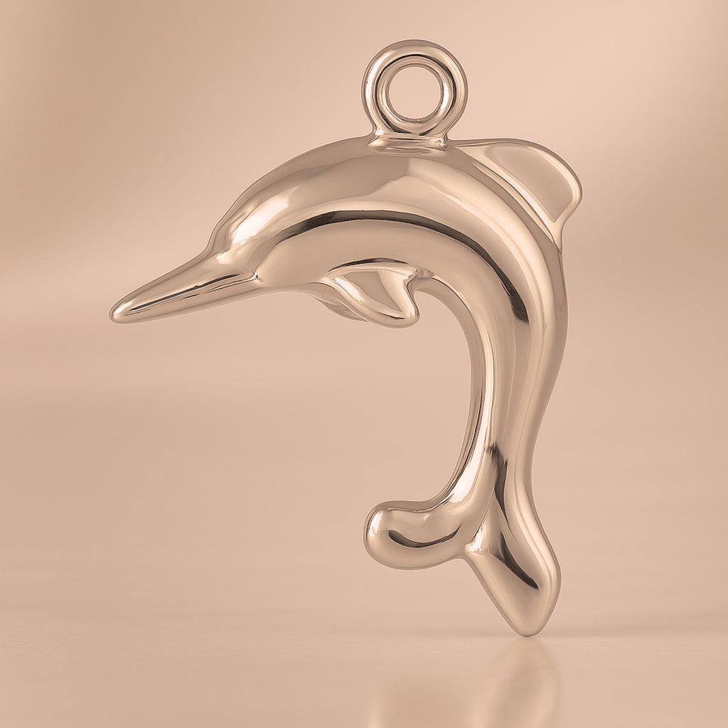 9ct Rose Gold - Leaping Dolphin Charm
