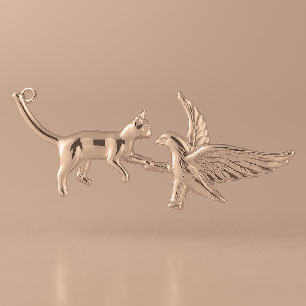 18ct Rose Gold - Cat VS Eagle Charm