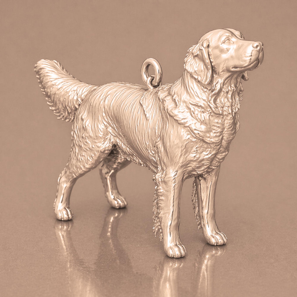 18ct Rose Gold - Golden Retriever Dog Charm